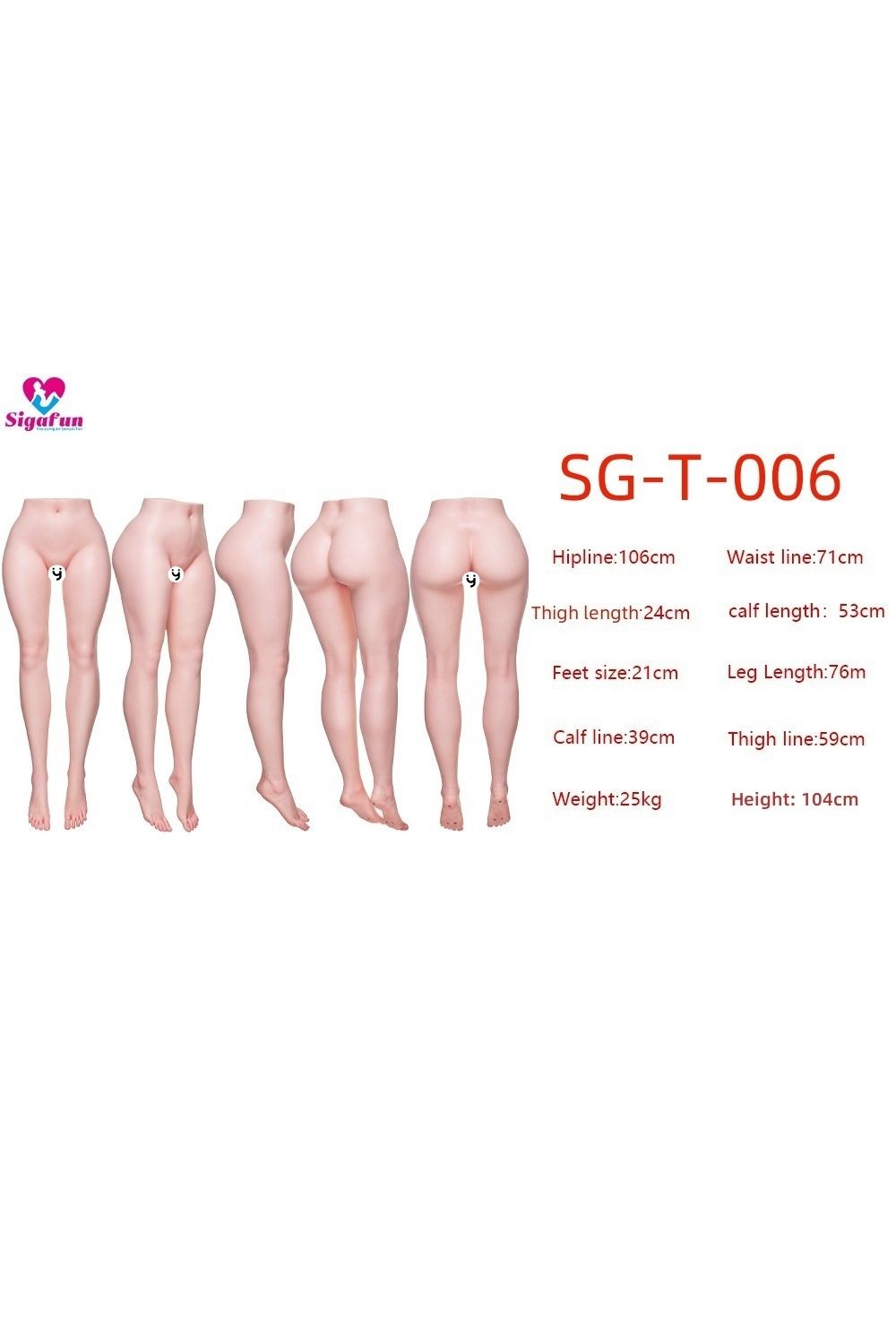 SG-T-006 Amelia 全矽膠半身腿模 25 kg