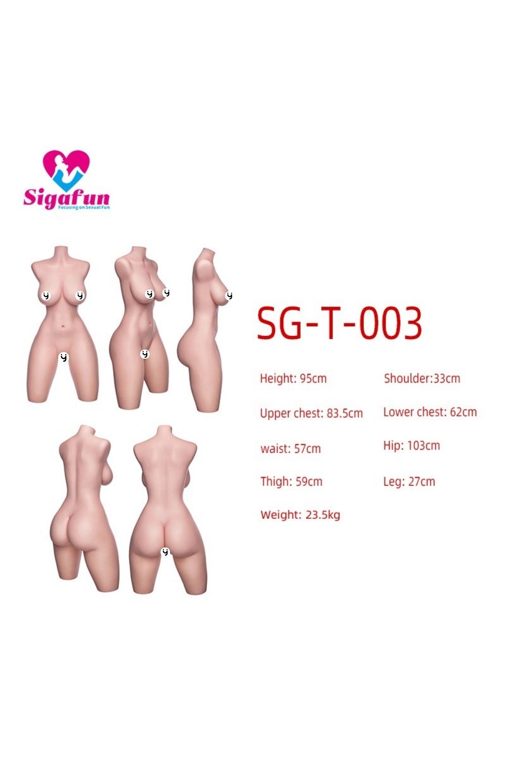 SG-T-003 Monica 全矽膠半身軀幹娃娃 23.5 kg