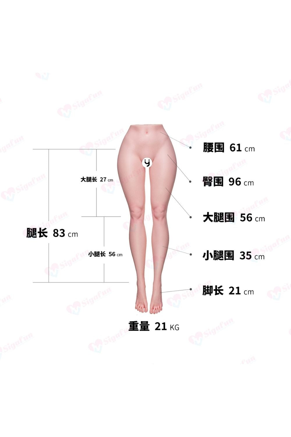 SG-T-007 Isabel  全矽膠半身腿模 21 kg